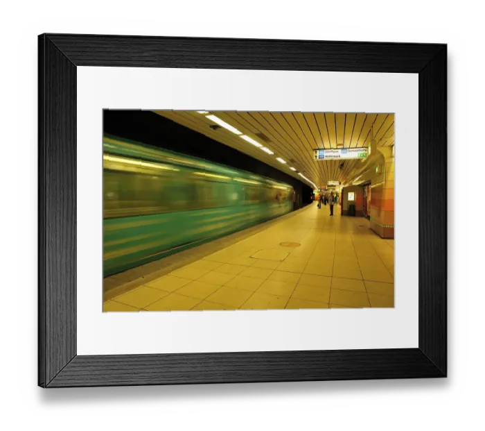 Framed Print : Subway driving alongside the platform