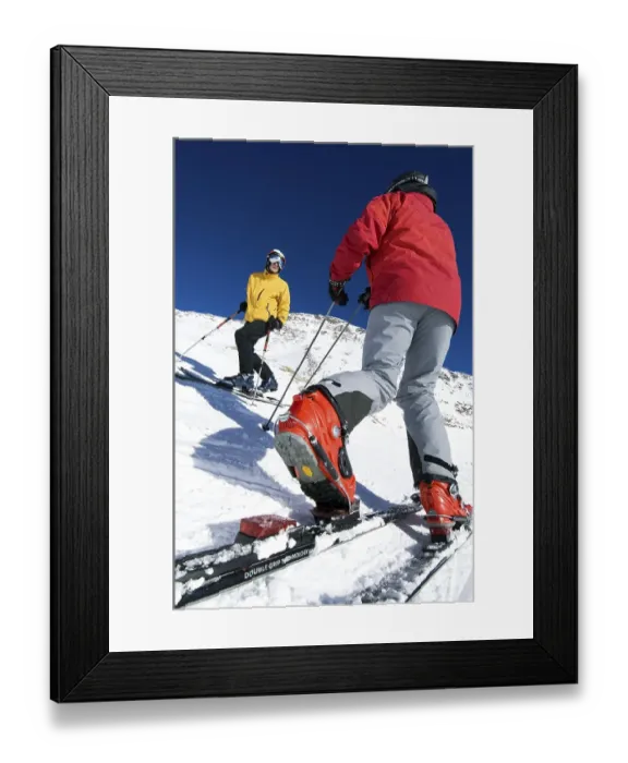 Framed Print : Skiers, telemark skiiing, Hochstubai