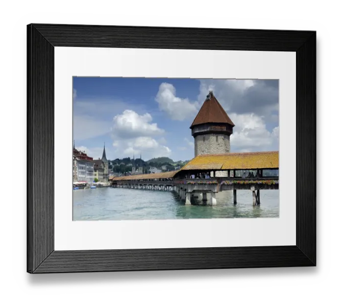 Framed Print : Lucerne - the chappel's Bridge an old part of town - Switzerland