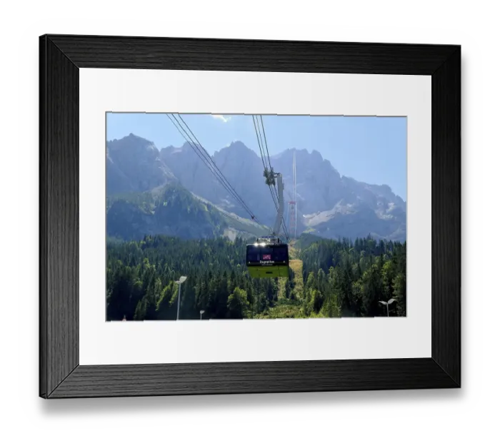 Framed Print : New cable car to the Zugspitze from the Eibsee lake Framed Print : New cable car to the Zugspitze from the Eibsee lake