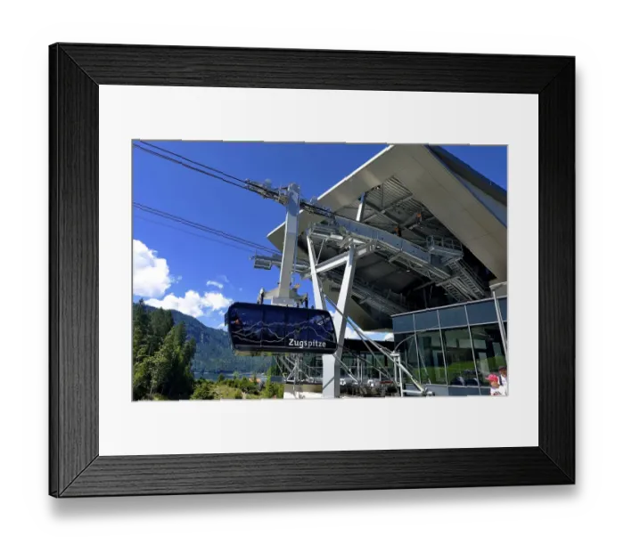 Framed Print : New cable car to the Zugspitze from the Eibsee lake Framed Print : New cable car to the Zugspitze from the Eibsee lake