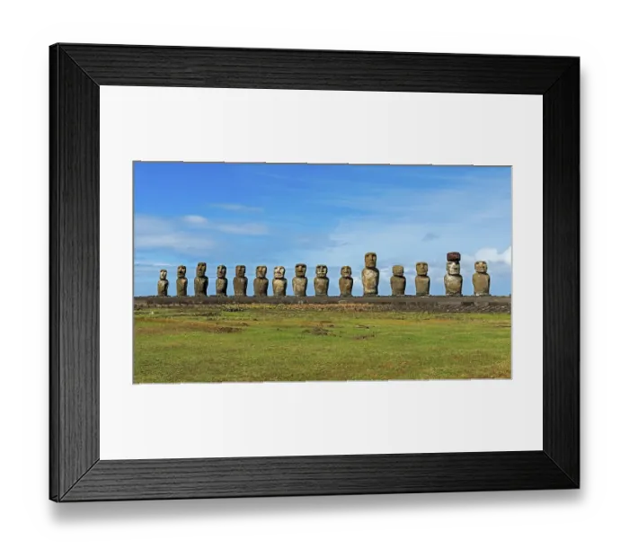 Framed Print : Row of Moai statues, Rano Raraku