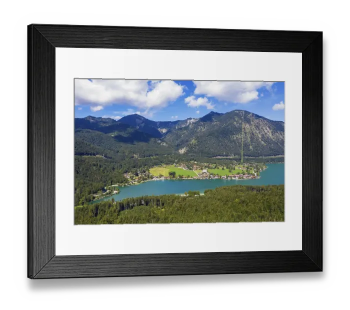 Framed Print : Walchensee village and Lake Walchensee
