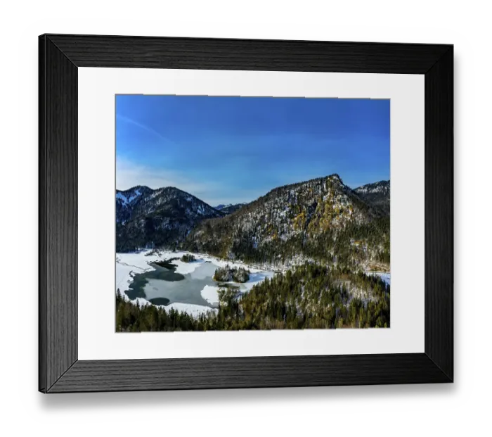 Framed Print : Aerial view of the snow-covered Weitsee and Loedensee Framed Print : Aerial view of the snow-covered Weitsee and Loedensee