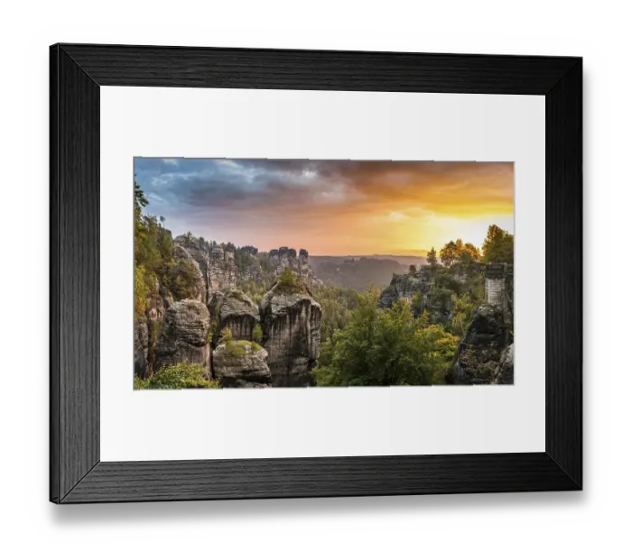 Framed Print : Schrammsteine around the Bastei at sunrise Framed Print : Schrammsteine around the Bastei at sunrise