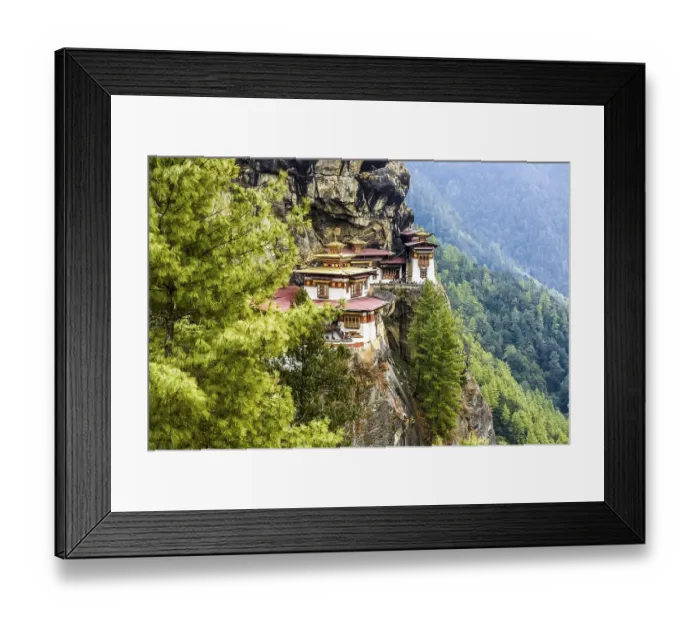 Framed Print : Buddhist tiger nest monastery Taktshang on steep rock face