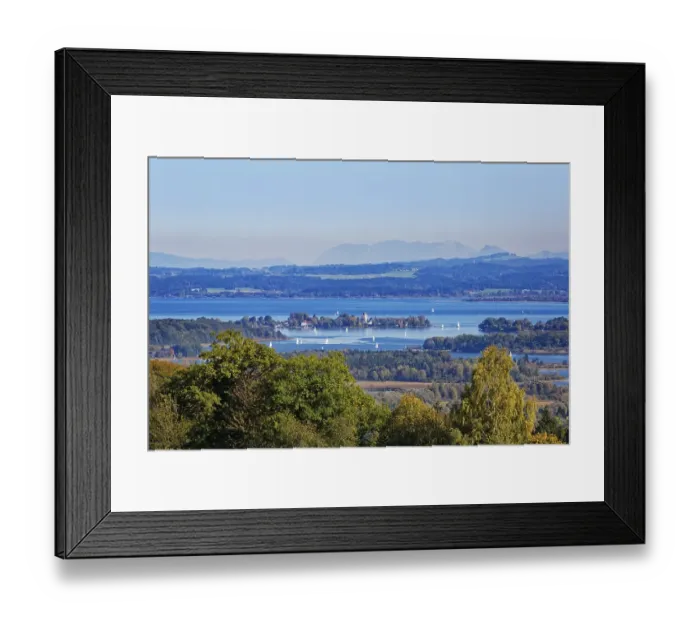 Framed Print : Lake Chiemsee with Fraueninsel island