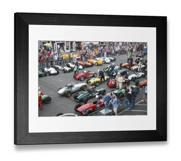 Framed Print : Formula Junior cars, lined up on the Parc Ferme Framed Print : Formula Junior cars, lined up on the Parc Ferme