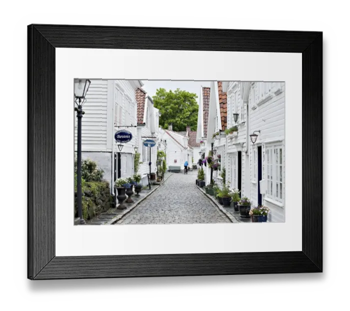 Framed Print : Gamle Stavanger Street, Old, 17th century Framed Print : Gamle Stavanger Street, Old, 17th century