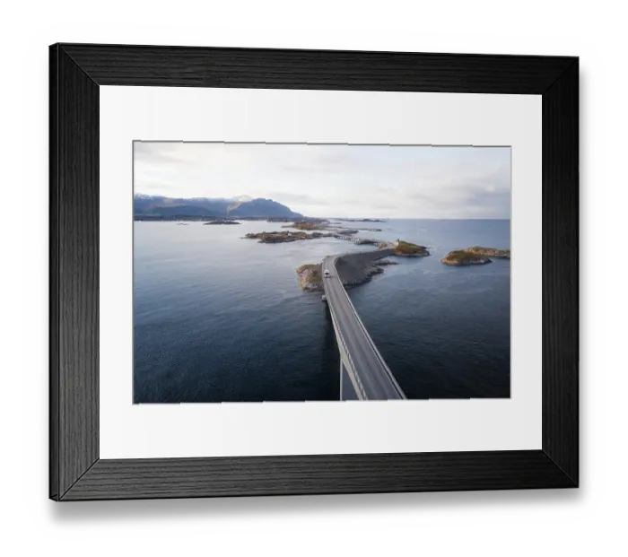 Framed Print : UAV recording, campervan on the island link road Atlantic Ocean Road