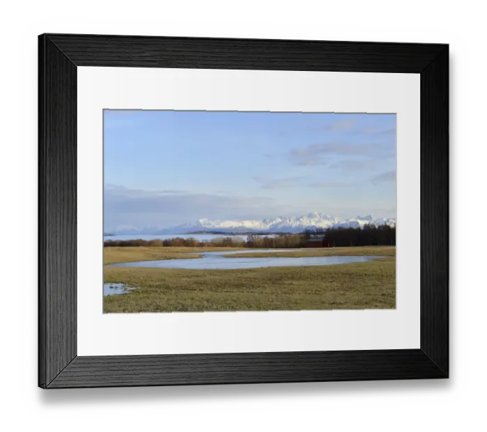 Framed Print : View from the Lofoten island Austvagoy to Vesteralengebirge Hinnoya