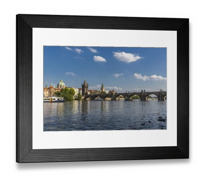 Framed Print : Vltava river and Charles Bridge