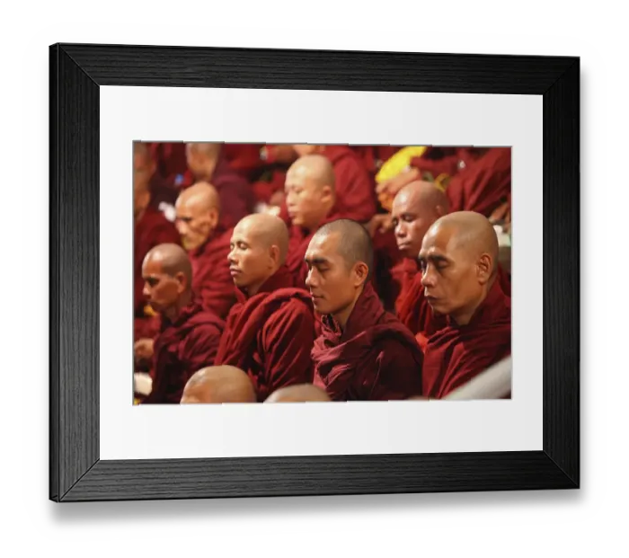 Framed Print : Buddhist monks meditating, Dhammakaya Foundation Framed Print : Buddhist monks meditating, Dhammakaya Foundation