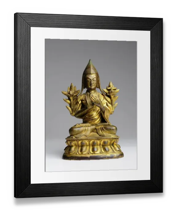 Framed Print : Ancient Buddha sculpture, bronze