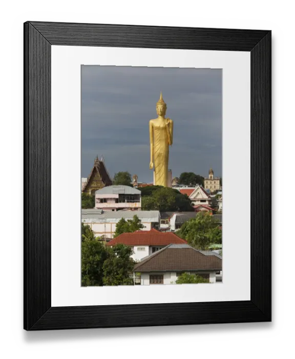 Framed Print : 60m high gilded Buddha statue Luang Phaw Dto in Wat Burapha Phiram