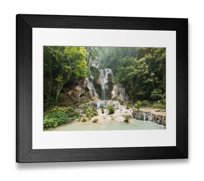 Framed Print : Waterfall with natural pools in the jungle