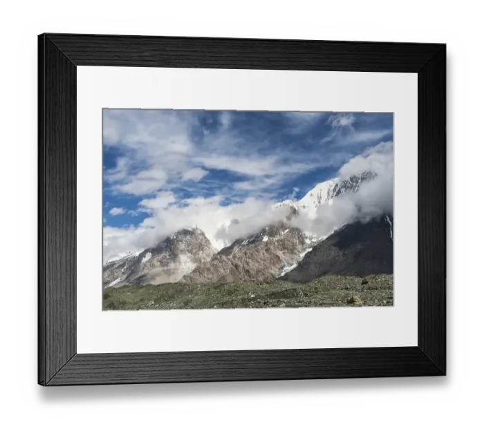 Framed Print : Engilchek Glacier and Khan Tengri Mountain