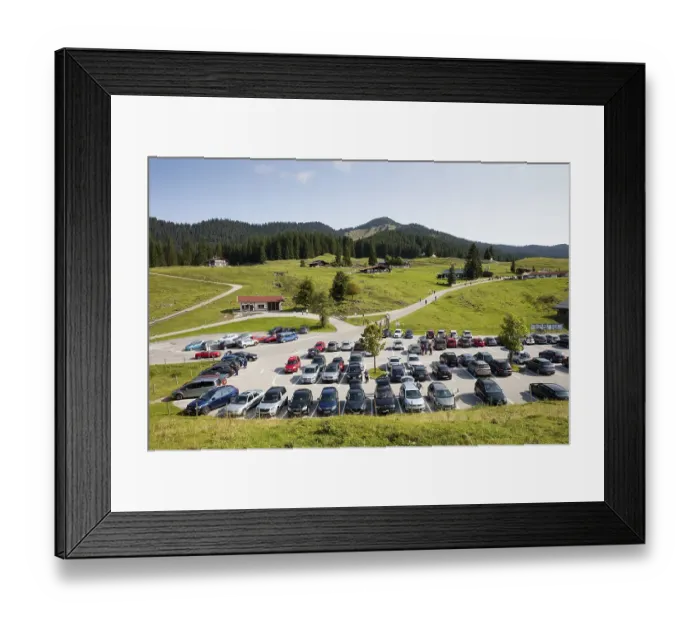 Framed Print : Car park, Winklmoosalm, Reit im Winkl
