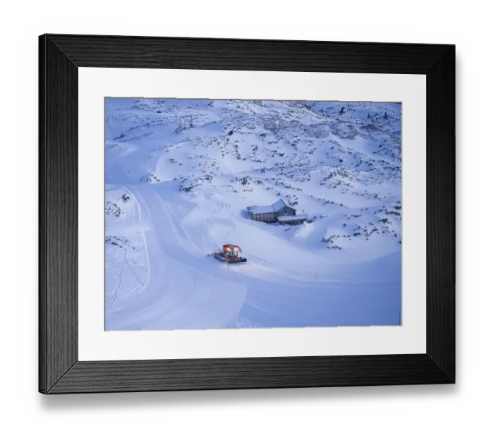 Framed Print : Snow groomer or Pistenbully, levelling ski slope
