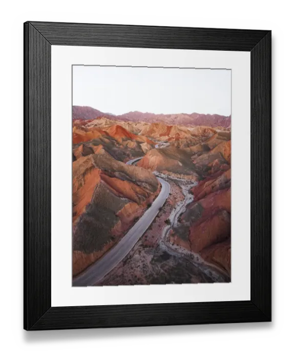 Framed Print : Red sandstone mountains of different minerals