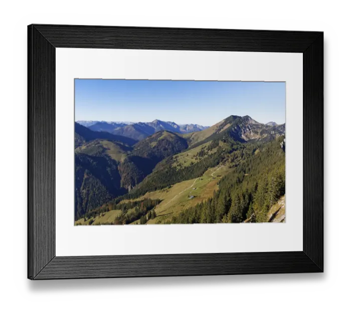Framed Print : View from Mt Bruennstein, Himmelmoos-Alm Framed Print : View from Mt Bruennstein, Himmelmoos-Alm