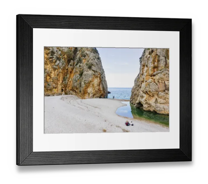 Framed Print : End of the gorge Torrent de Pareis at the sea