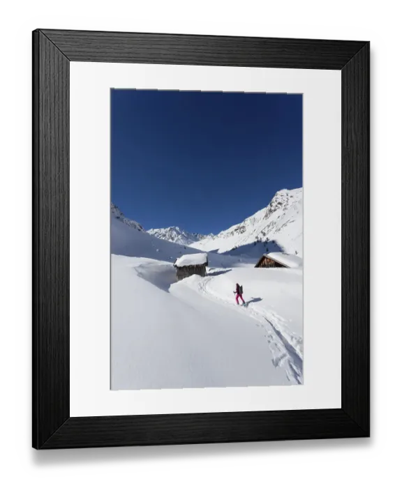 Framed Print : Lonely ski tourer, touring area Westfalenhaus