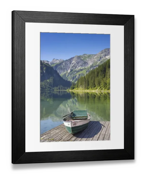 Framed Print : Rowing boat, Vilsalpsee in the nature reserve Vilsalpsee Framed Print : Rowing boat, Vilsalpsee in the nature reserve Vilsalpsee