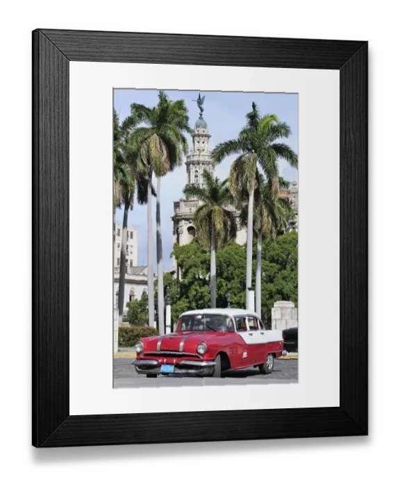 Framed Print : Red classic car, Gran Teatro de La Habana