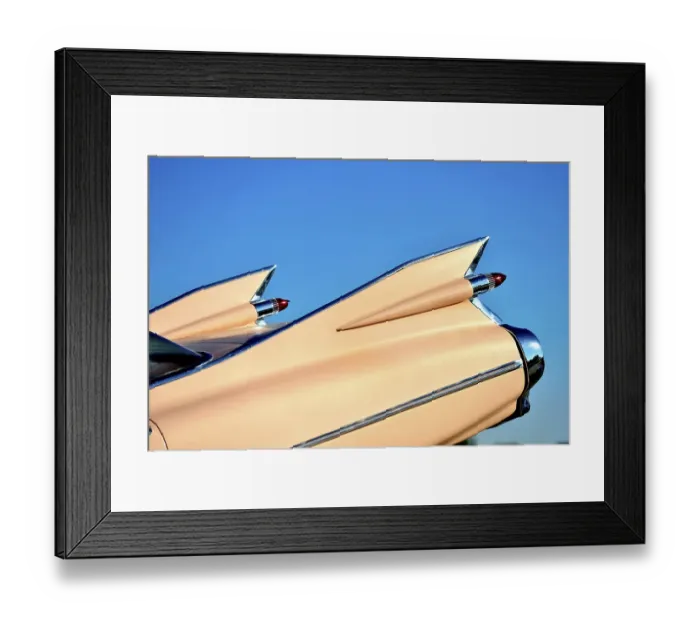 Framed Print : Cadillac shark fins in blue sky Framed Print : Cadillac shark fins in blue sky