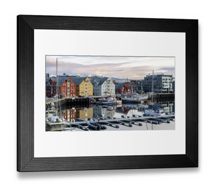 Framed Print : Office buildings in Tromso harbour
