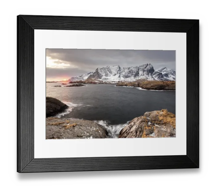 Framed Print : Winter landscape near Reine, Lofoten