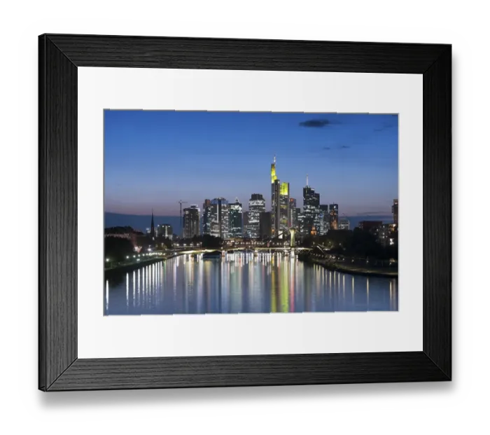 Framed Print : Skyline with river Main at dusk Framed Print : Skyline with river Main at dusk