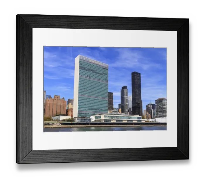 Framed Print : United Nations Headquarters, East River