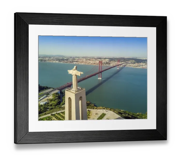 Framed Print : Jesus Christ monument by Tagus river with bridge Ponte 25 de Abril Framed Print : Jesus Christ monument by Tagus river with bridge Ponte 25 de Abril