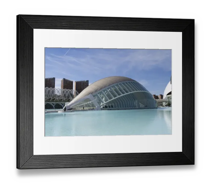 Framed Print : IMAX Cinema L'Hemisferic and Fuente de San Luis fountains