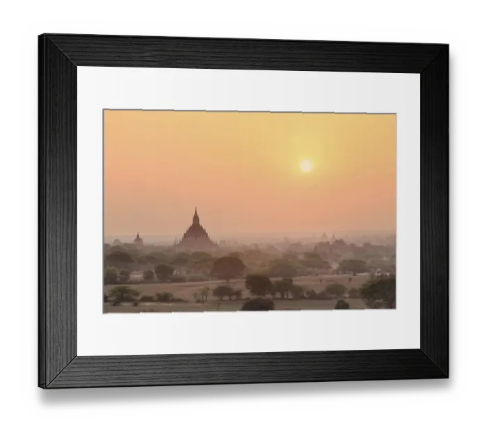 Framed Print : Sunrise, pagodas, temples, stupas
