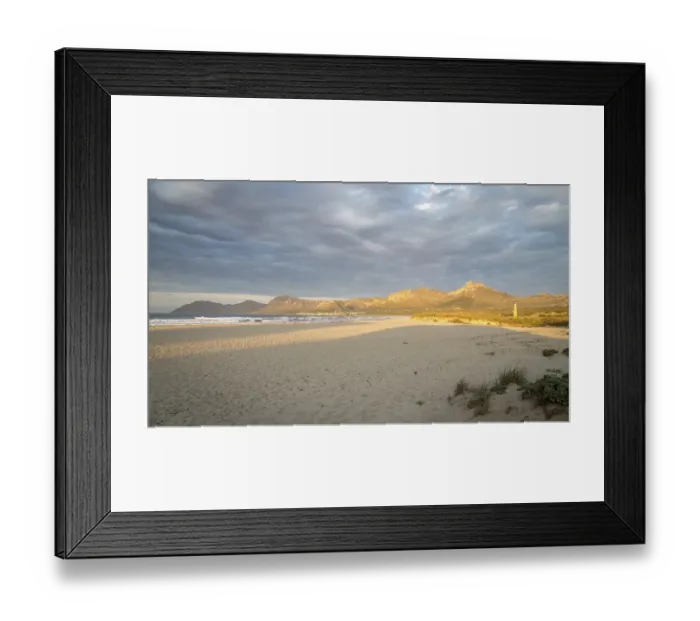 Framed Print : Evening atmosphere at the sandy beach Playa Sa Canova in Son Serra de Marina Framed Print : Evening atmosphere at the sandy beach Playa Sa Canova in Son Serra de Marina