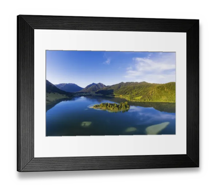 Framed Print : Schliersee with island Woerth and Brecherspitze