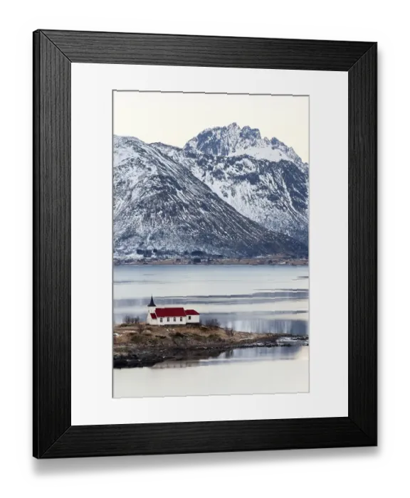 Framed Print : Winter landscape at Austnesfjord Framed Print : Winter landscape at Austnesfjord