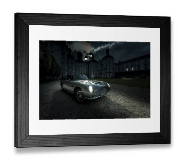 Framed Print : Aston Martin DB6, parked in front of the Grandhotel Schloss Bensberg