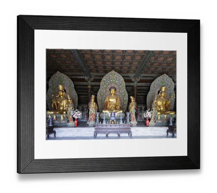 Framed Print : Buddha statues in Puguangming Hall
