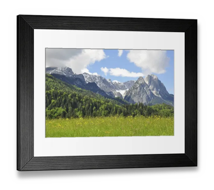 Framed Print : Bavaria, spring, meadow, Wetterstein range