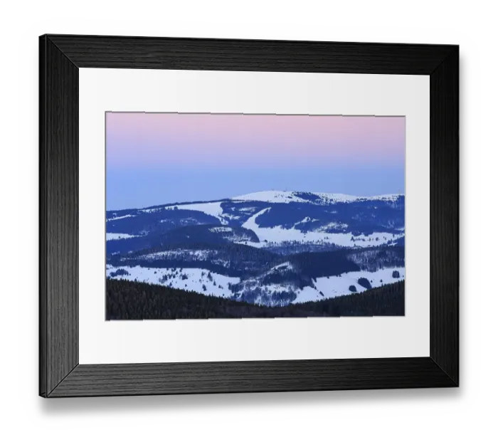 Framed Print : Feldberg with snow at sunset, view from Belchen Framed Print : Feldberg with snow at sunset, view from Belchen