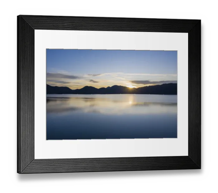 Framed Print : Lake Walchensee at sunrise, aerial view