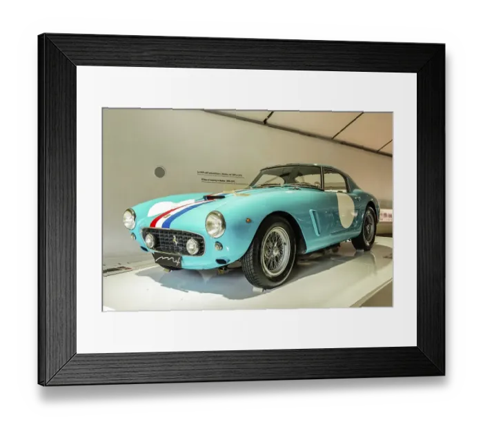 Framed Print : Turquoise Ferrari classic car, Museo Enzo Ferrari