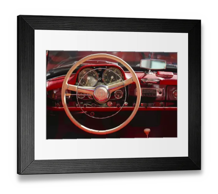 Framed Print : Dashboard and steering wheel of a Mercedes Benz