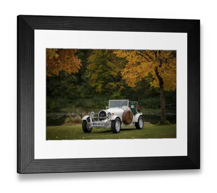 Framed Print : Vintage car, replica of a 1923 Bugatti 35 B from the year of completion 1989 stands on the basis of a VW Beetle with a