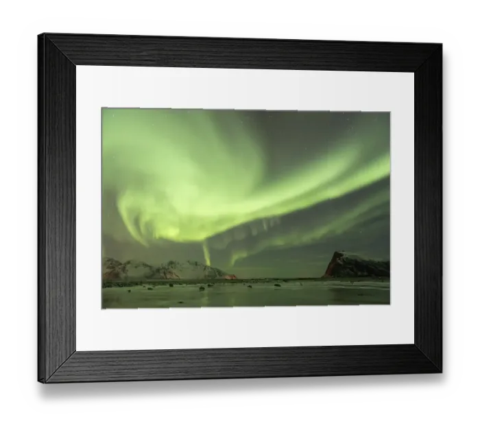 Framed Print : Northern lights on the coast near Gimsoy Framed Print : Northern lights on the coast near Gimsoy