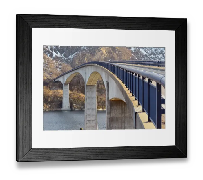 Framed Print : Concrete bridge spanning the Raftsund